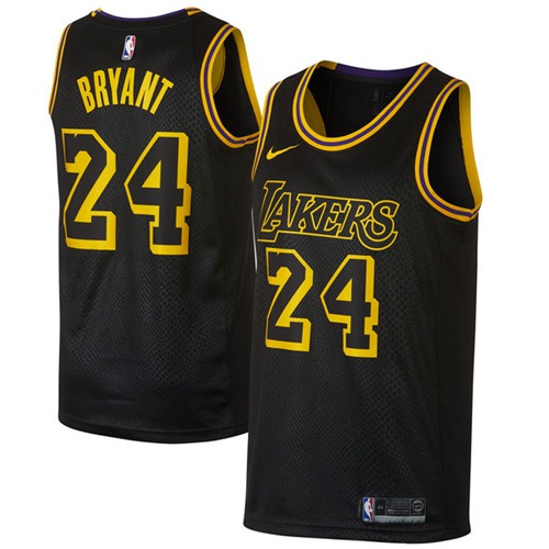 Men Nike Los Angeles Lakers #24 Kobe Bryant Black NBA Swingman City Edition Jersey